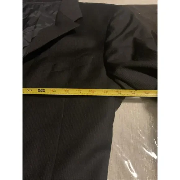 ARMANI Blazer COLLEZIONI Black stripe Wool Sz 42R - Picture 7 of 10